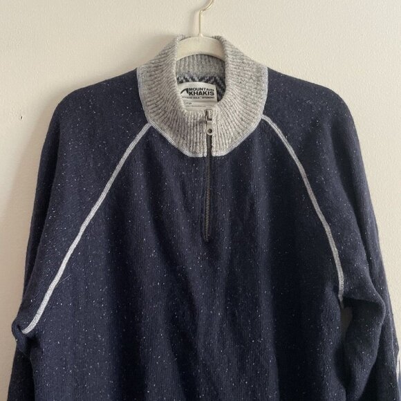 Mountain Khakis Men XXL Navy Blue Lambswool Outdoor Fleck Quarter Zip Sweater - Picture 3 of 11